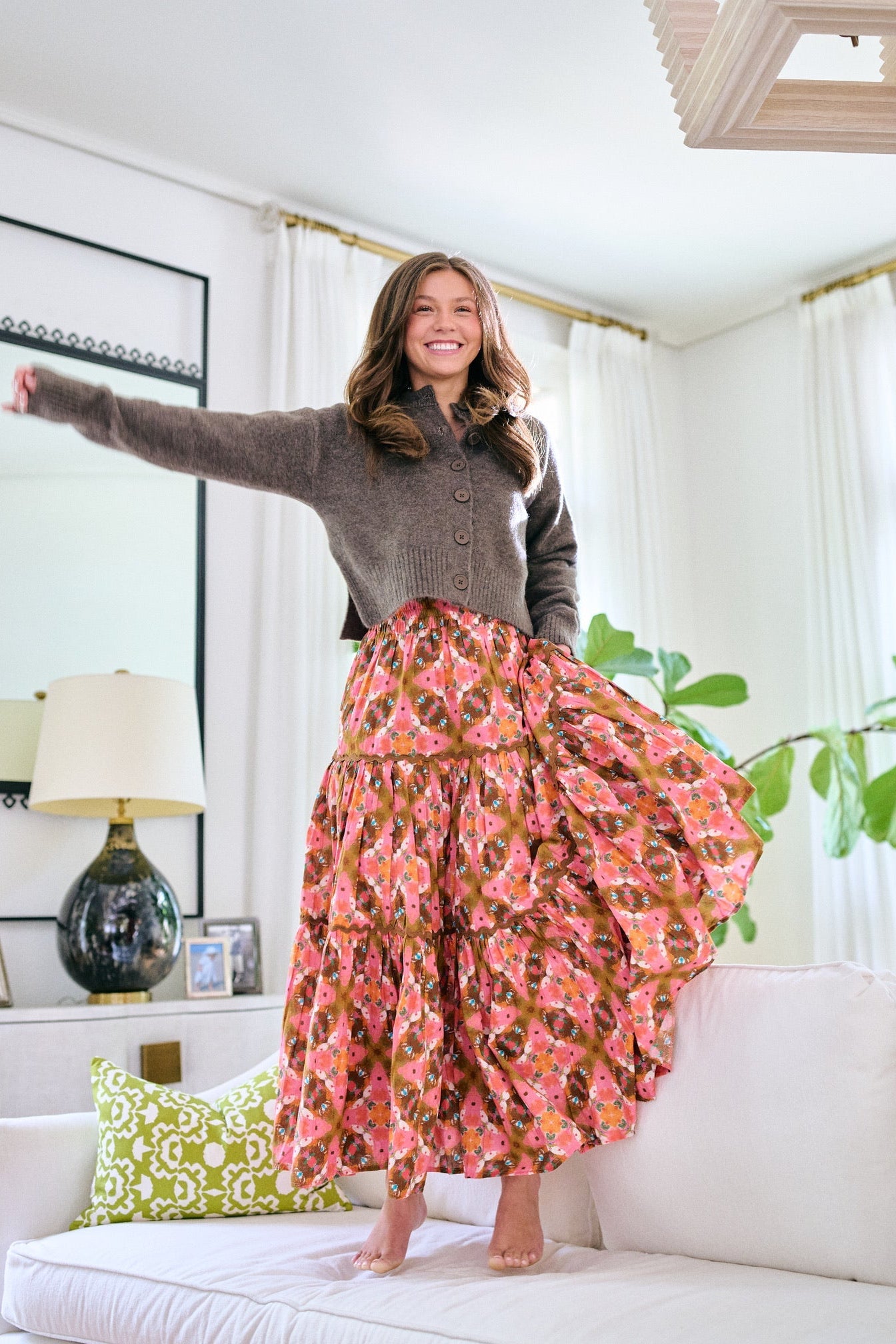 Jess Tiered Maxi Skirt - Farmhouse Pink