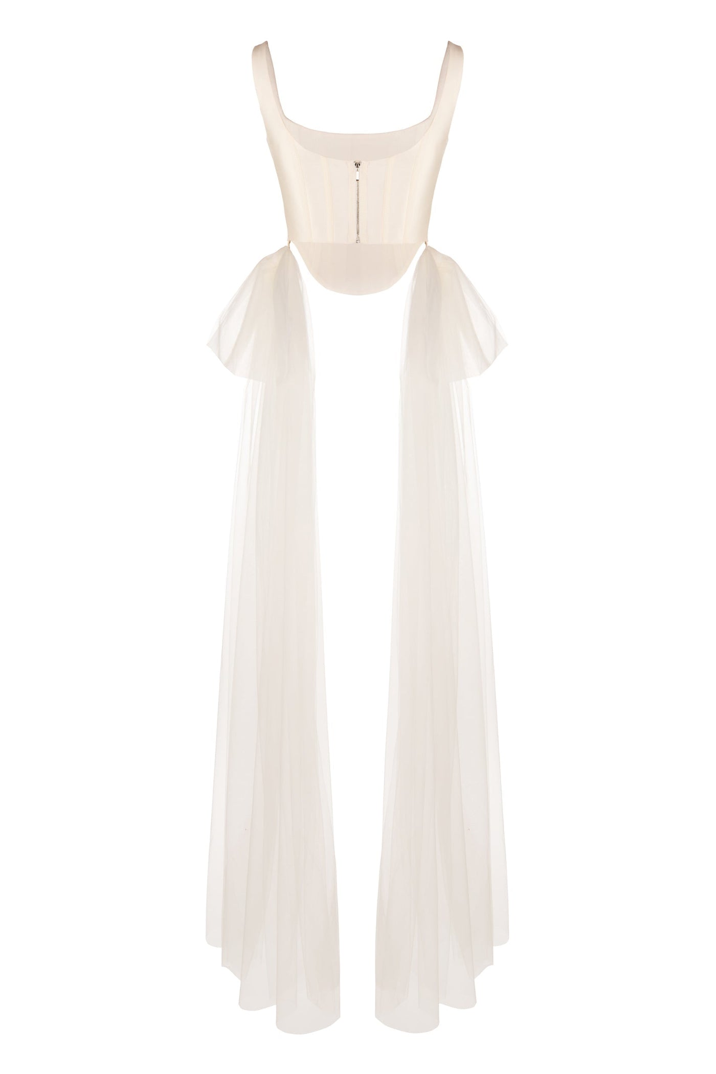 Bonnie Corset Top in Ivory Silk Wool With Tulle Bows
