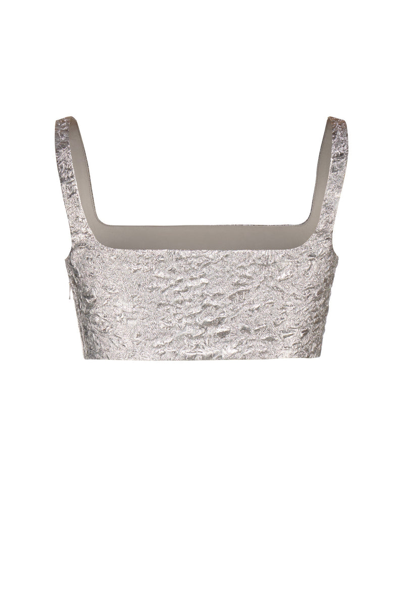 Blake Top in Silver Brocade