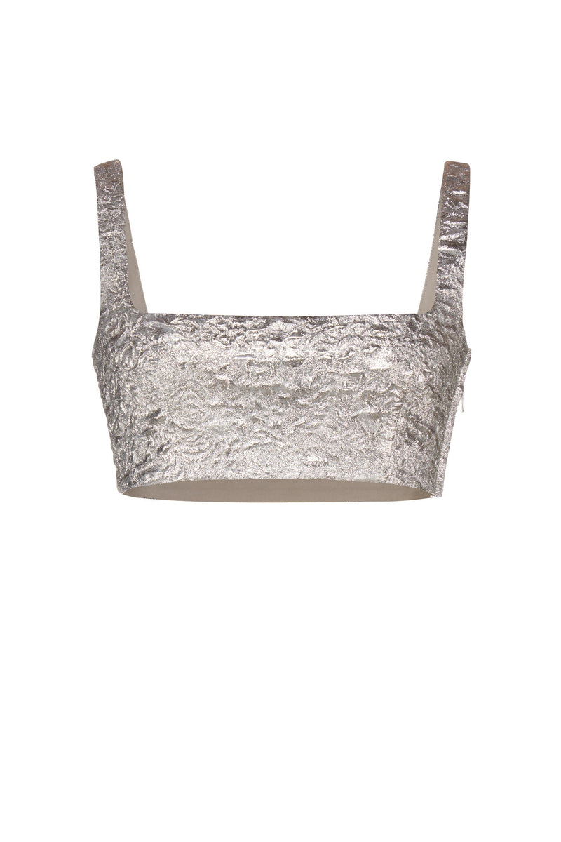 Blake Top in Silver Brocade