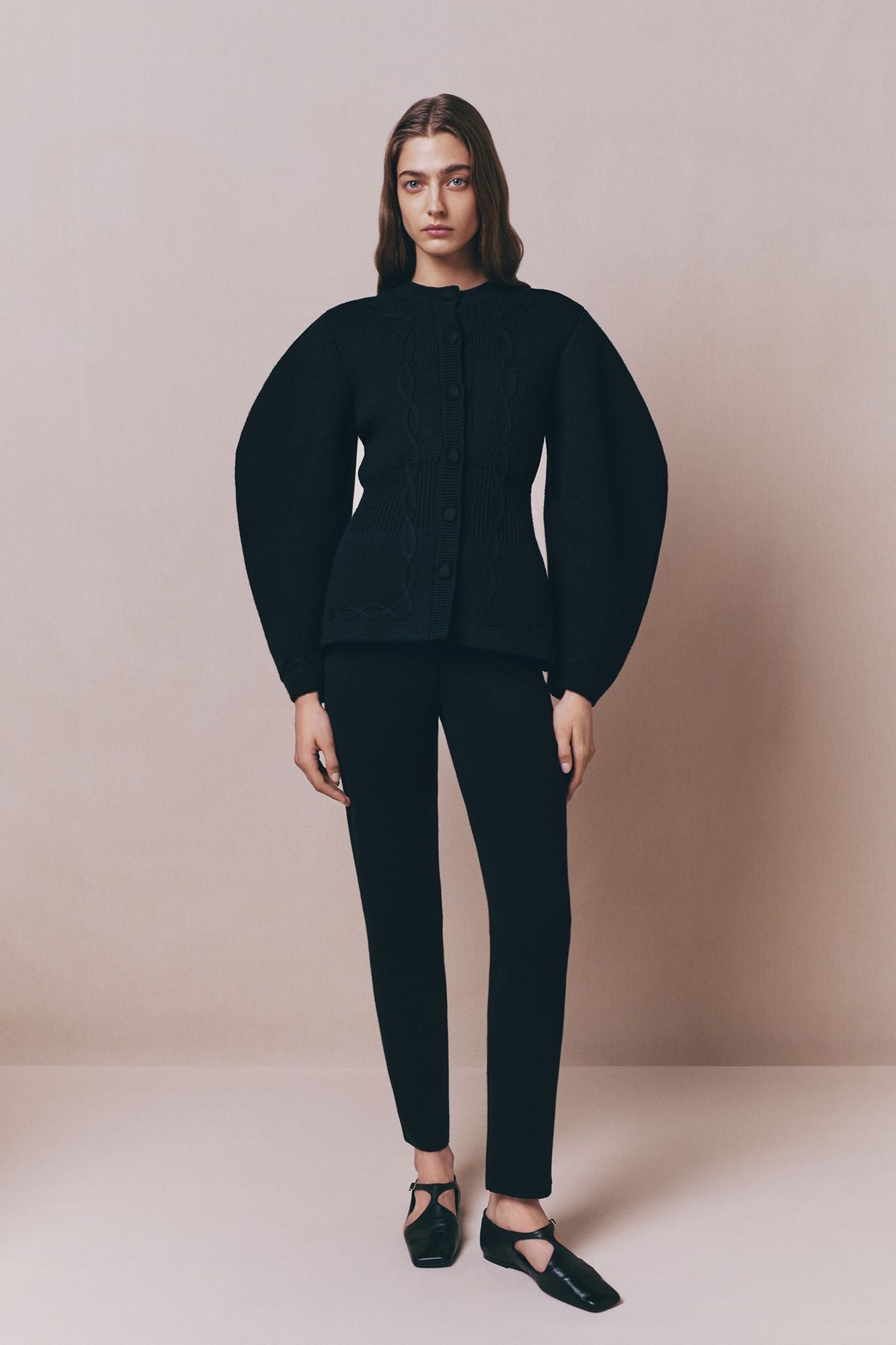 Structured Black Embroided Knit Jacket