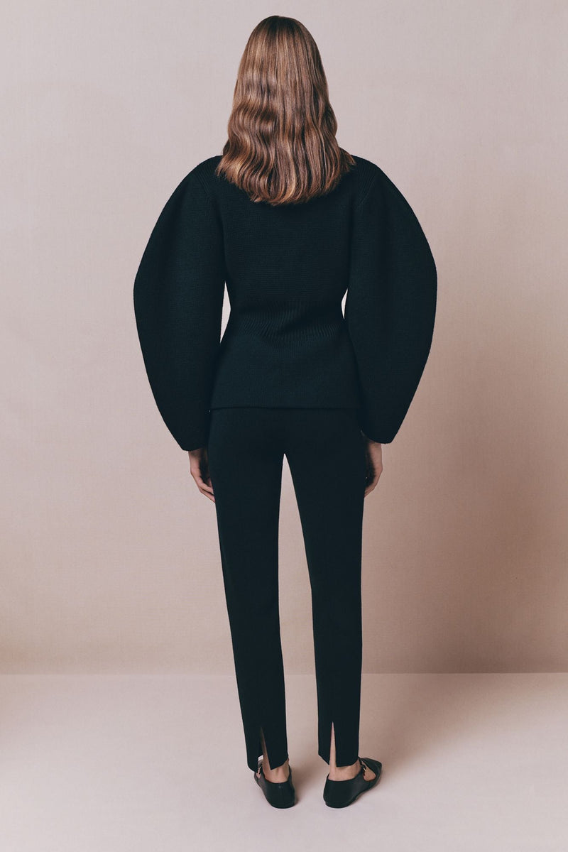 Structured Black Embroided Knit Jacket