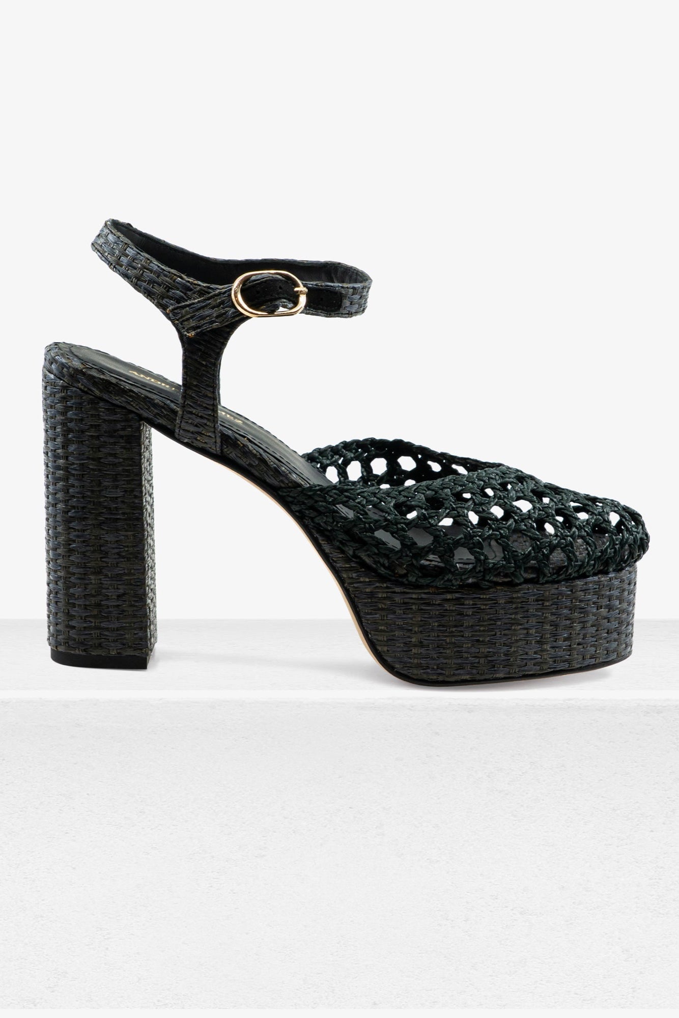Beatriz Black Raffia Platform
