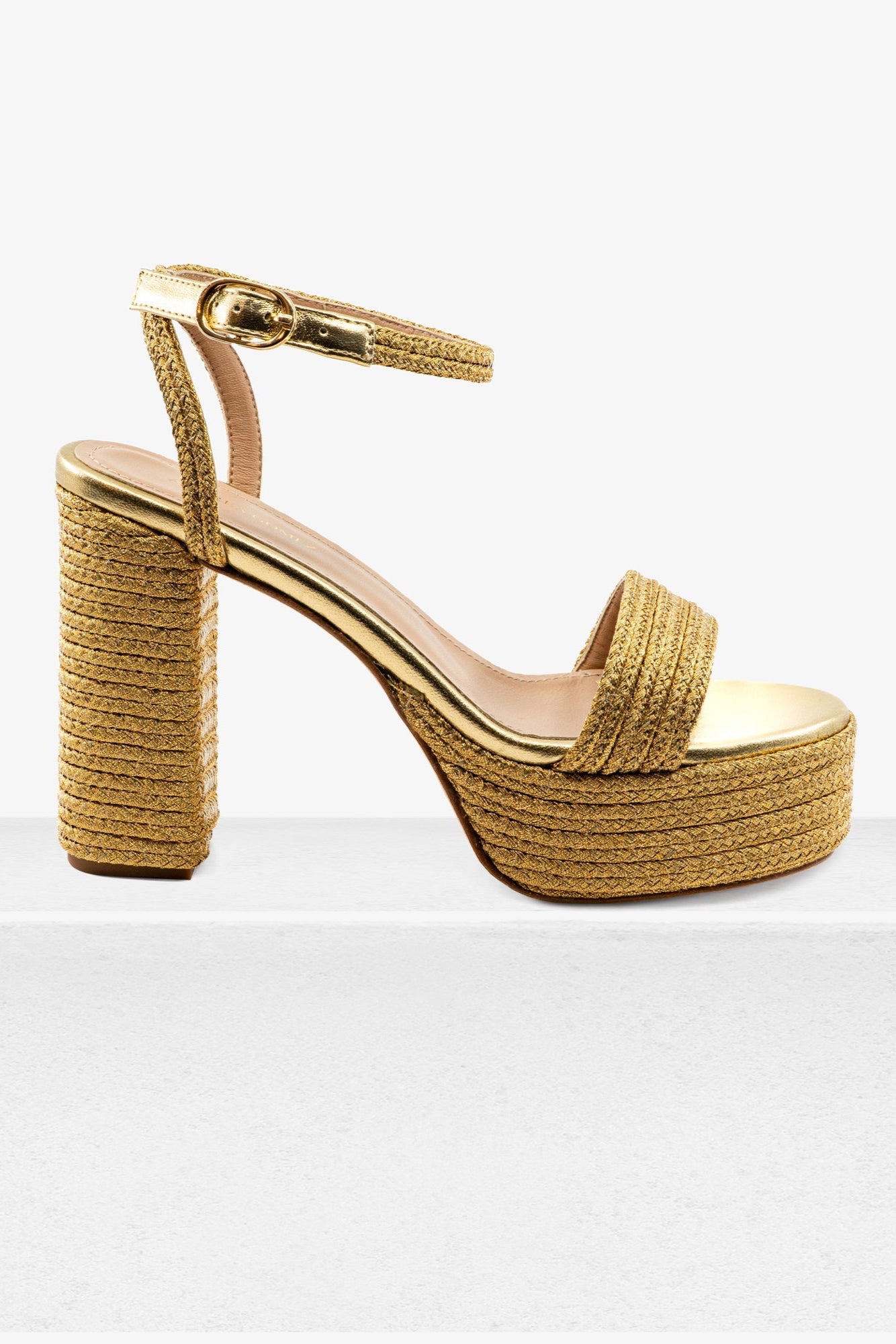 Becka Gold Raffia Platform