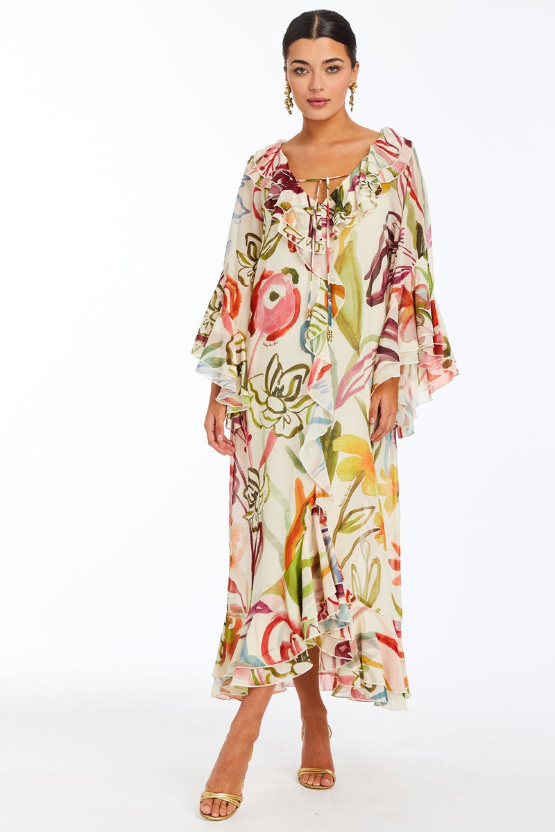 Bimini Ruffle Caftan Midi Dress