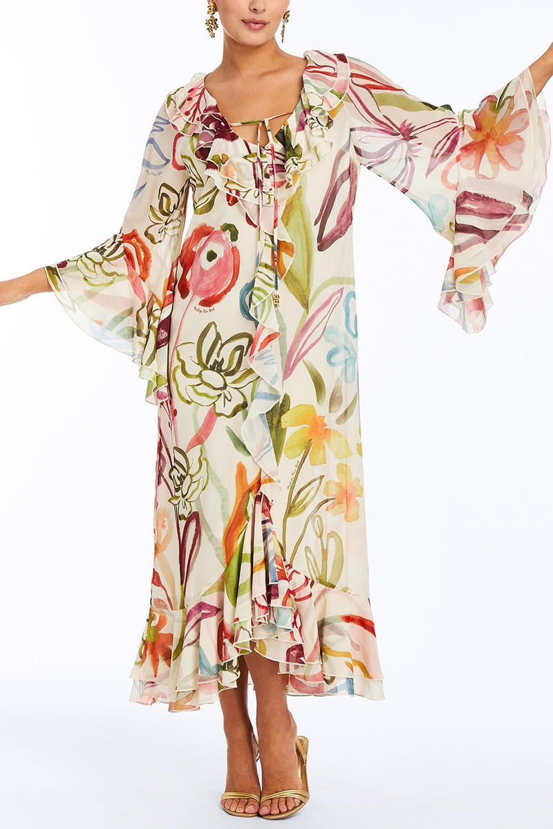 Bimini Ruffle Caftan Midi Dress