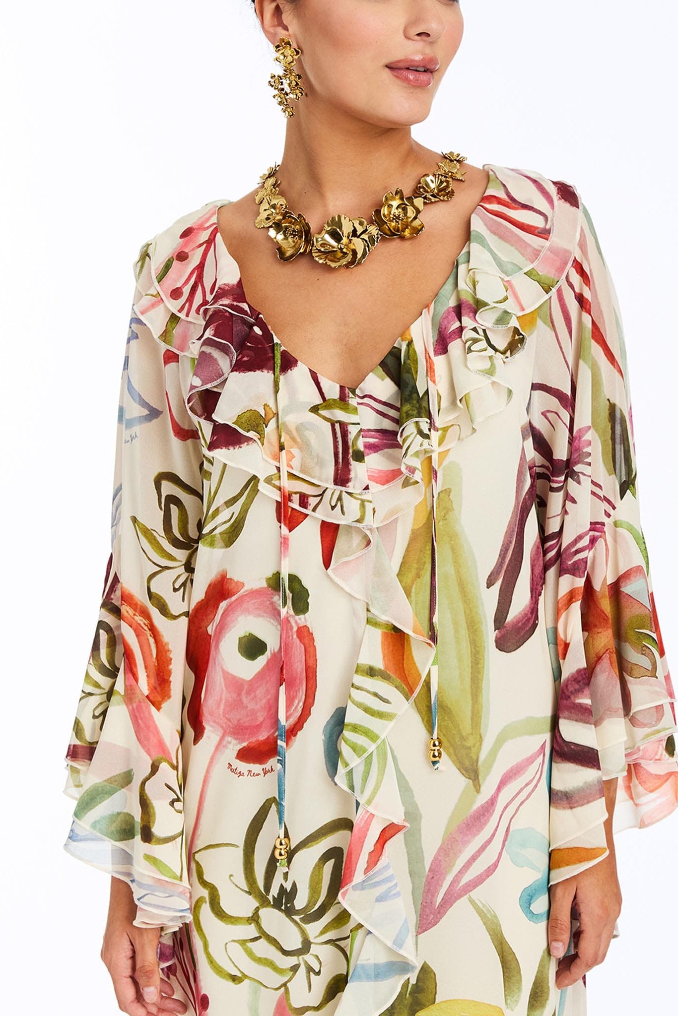 Bimini Ruffle Caftan Midi Dress