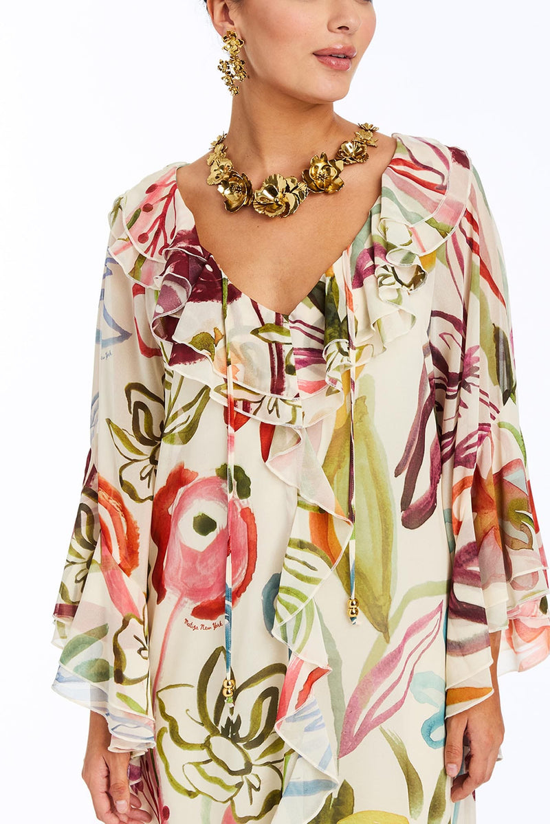 Bimini Ruffle Caftan Midi Dress