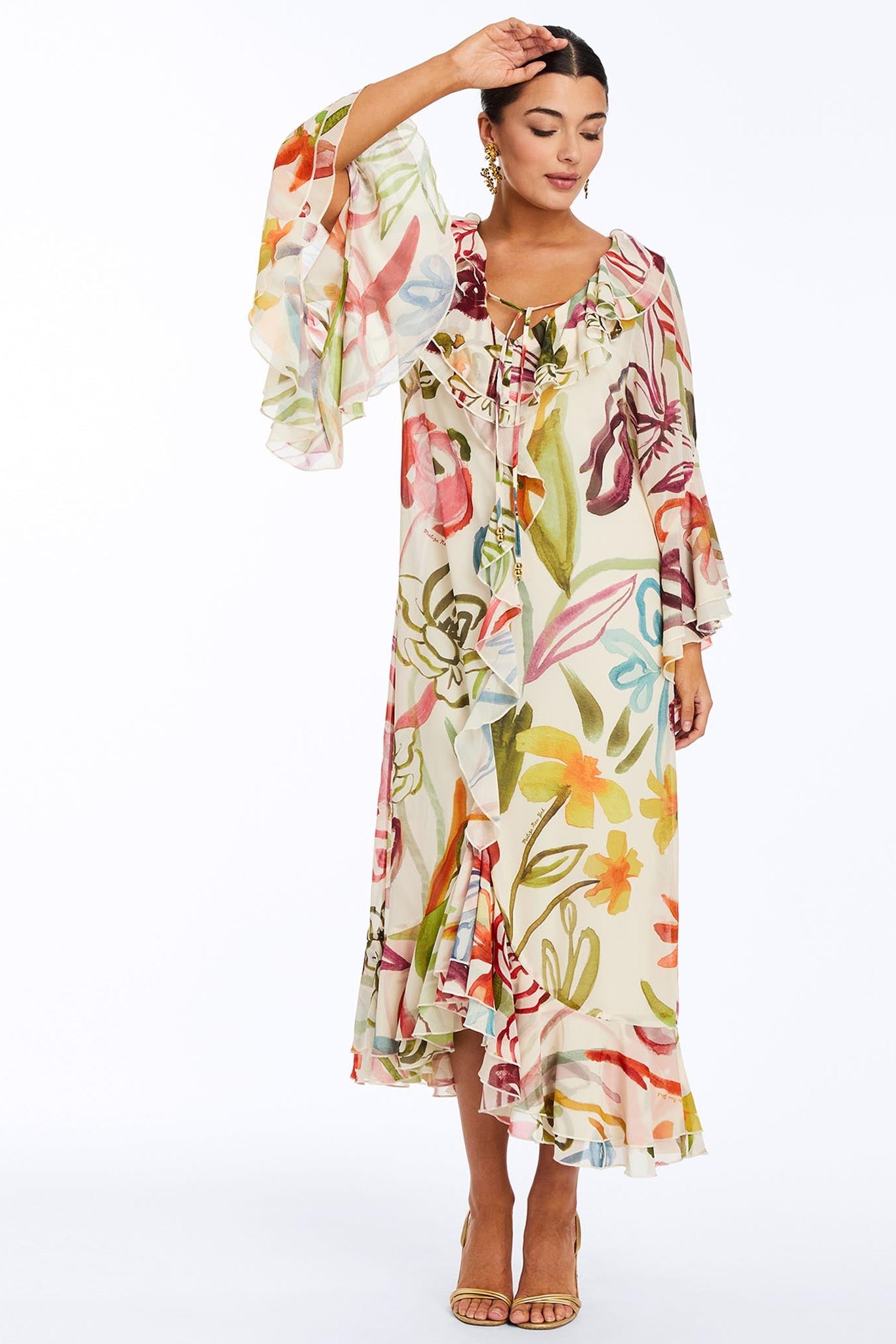 Bimini Ruffle Caftan Midi Dress