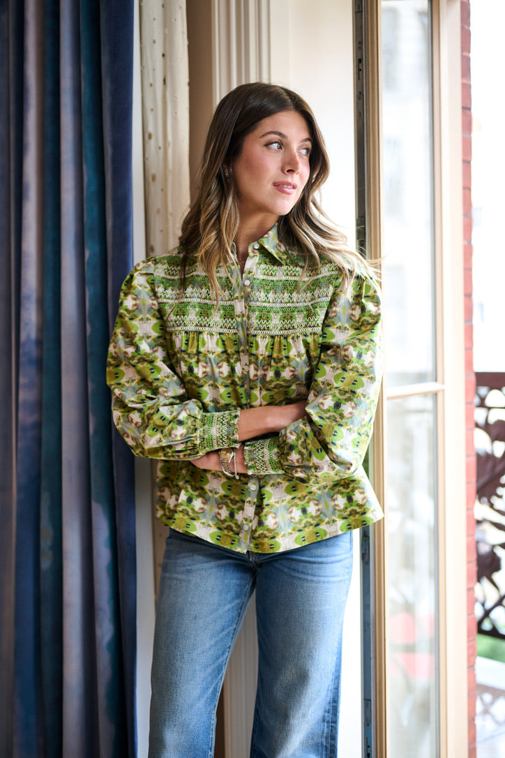 Penelope Smocked Blouse - Camo
