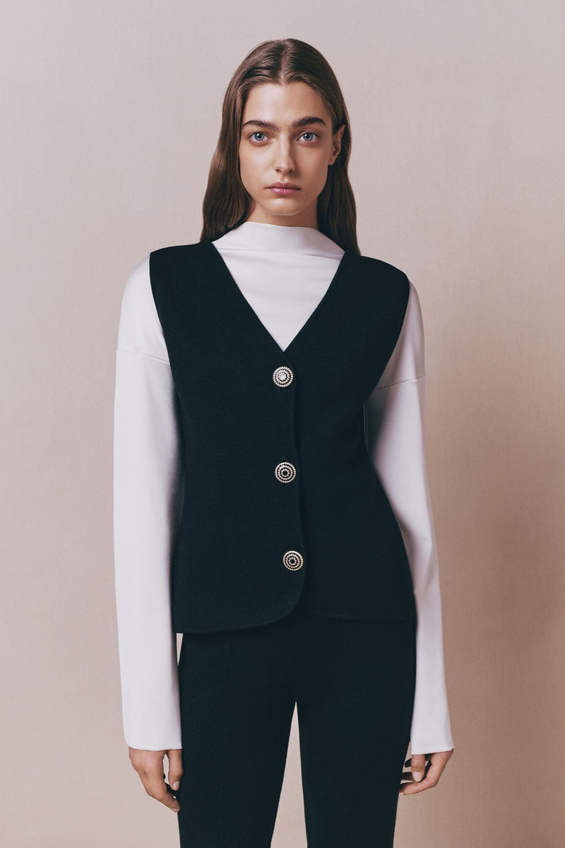 Black Merino Wool Vest