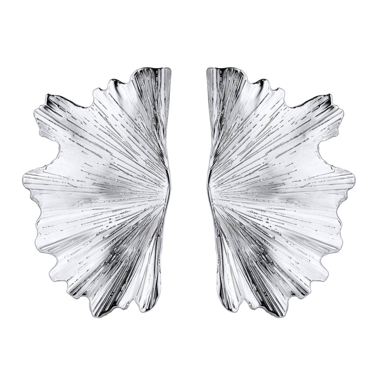 Ginkgo Leaf Earring - Rhodium Coloway (Silver-Tone)