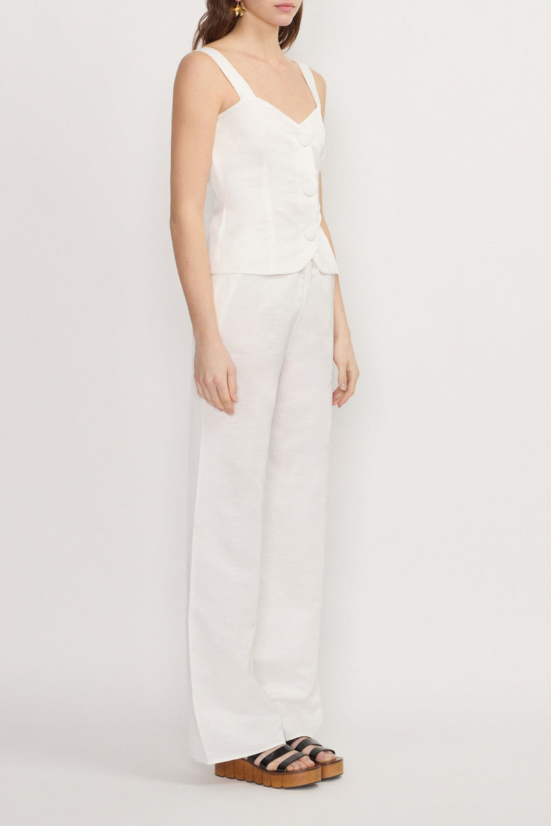 White Corset-Inspired Button-Front Top