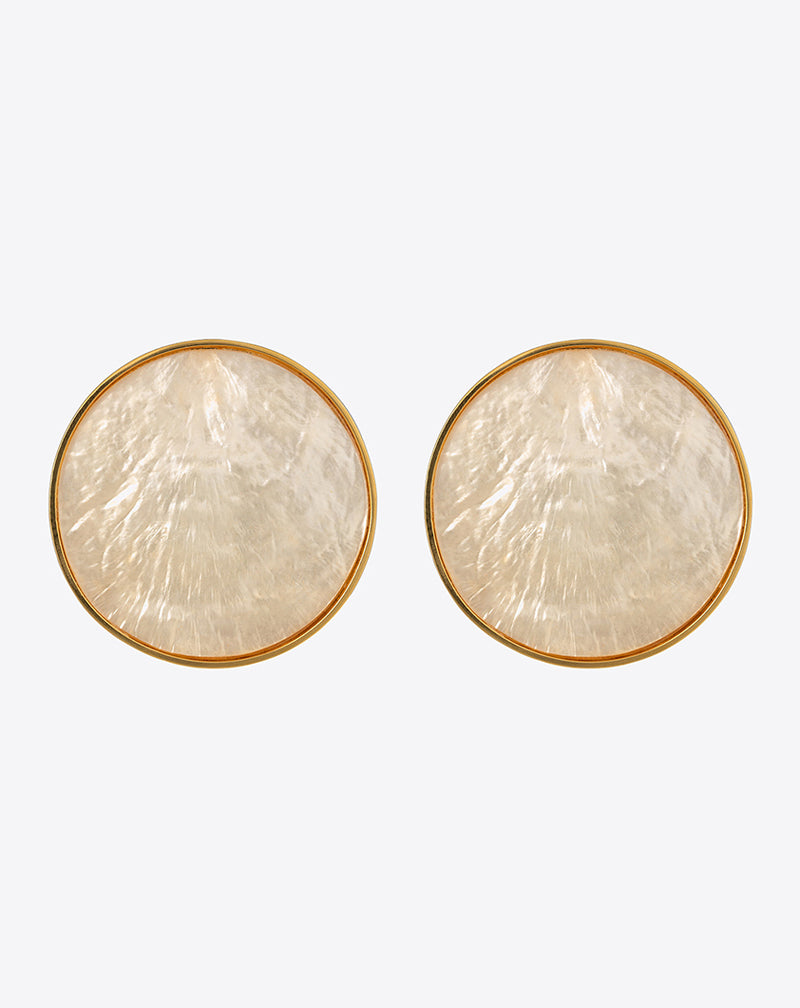 Bezel Set Shell Earring