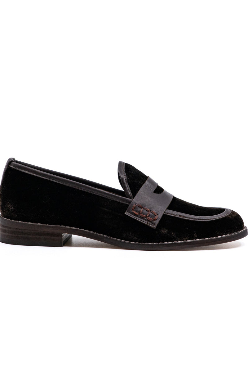 Camila Chocolate Velvet Loafer