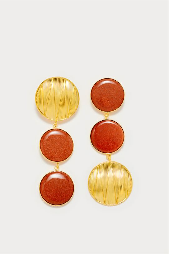 SONIA GEOMETRIC DOUBLE STONE GLITTERY BROWN