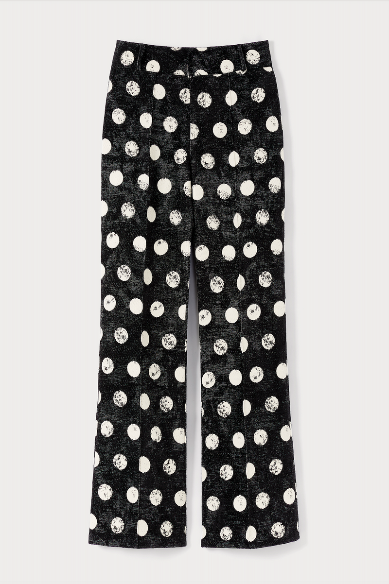 BLACK Polka Dots Flared Pants