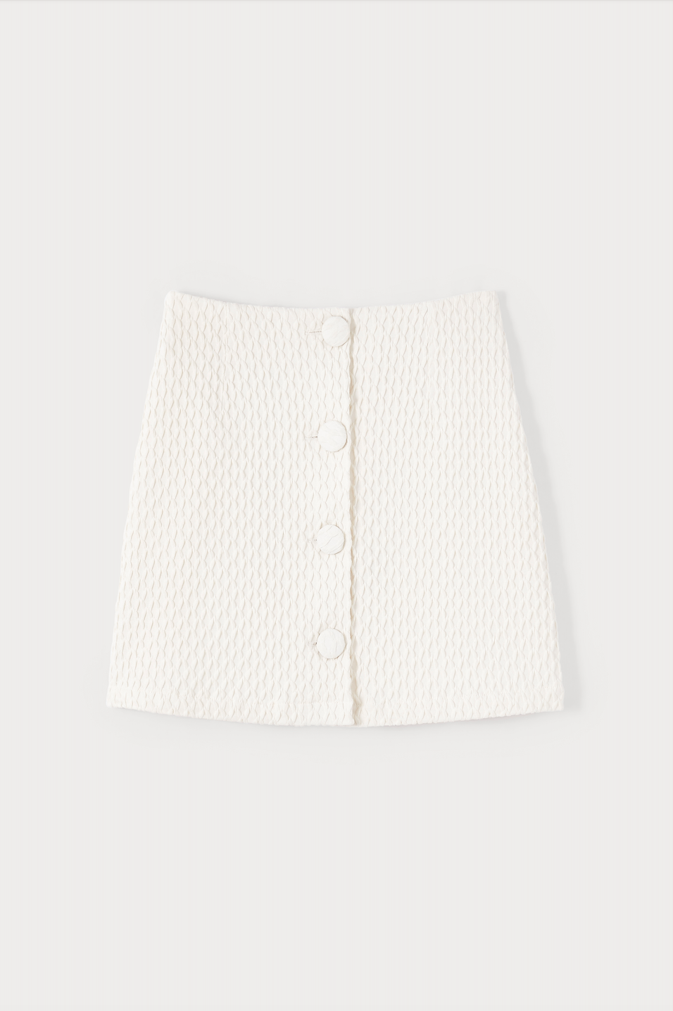 ECRU Textured Mini Skirt With Buttons