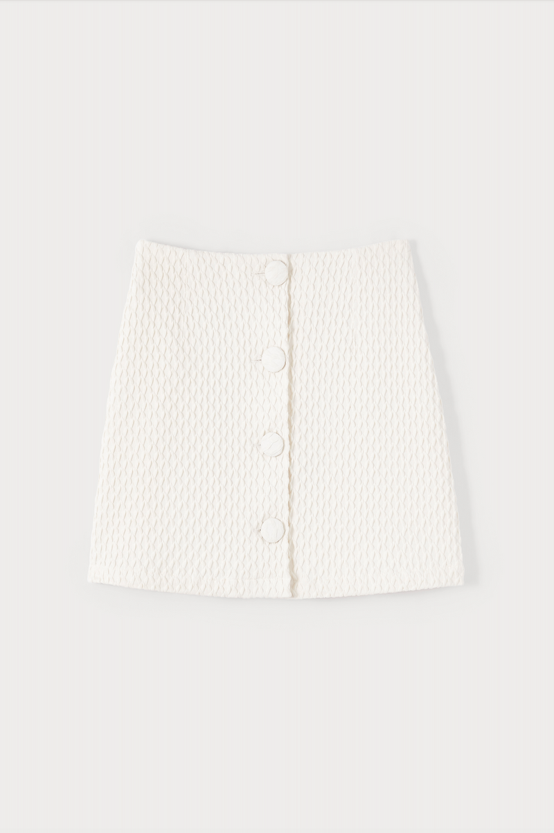 ECRU Textured Mini Skirt With Buttons