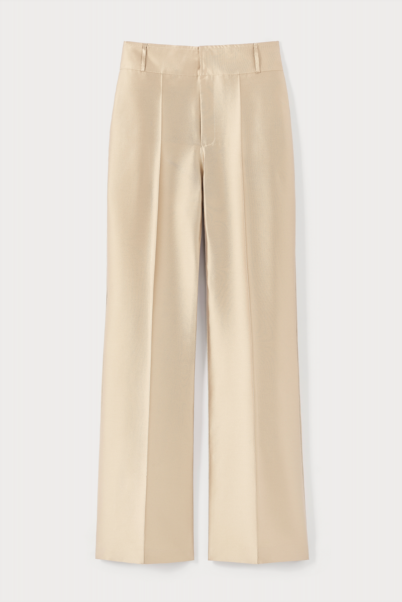 BEIGE Satin Flared Pants