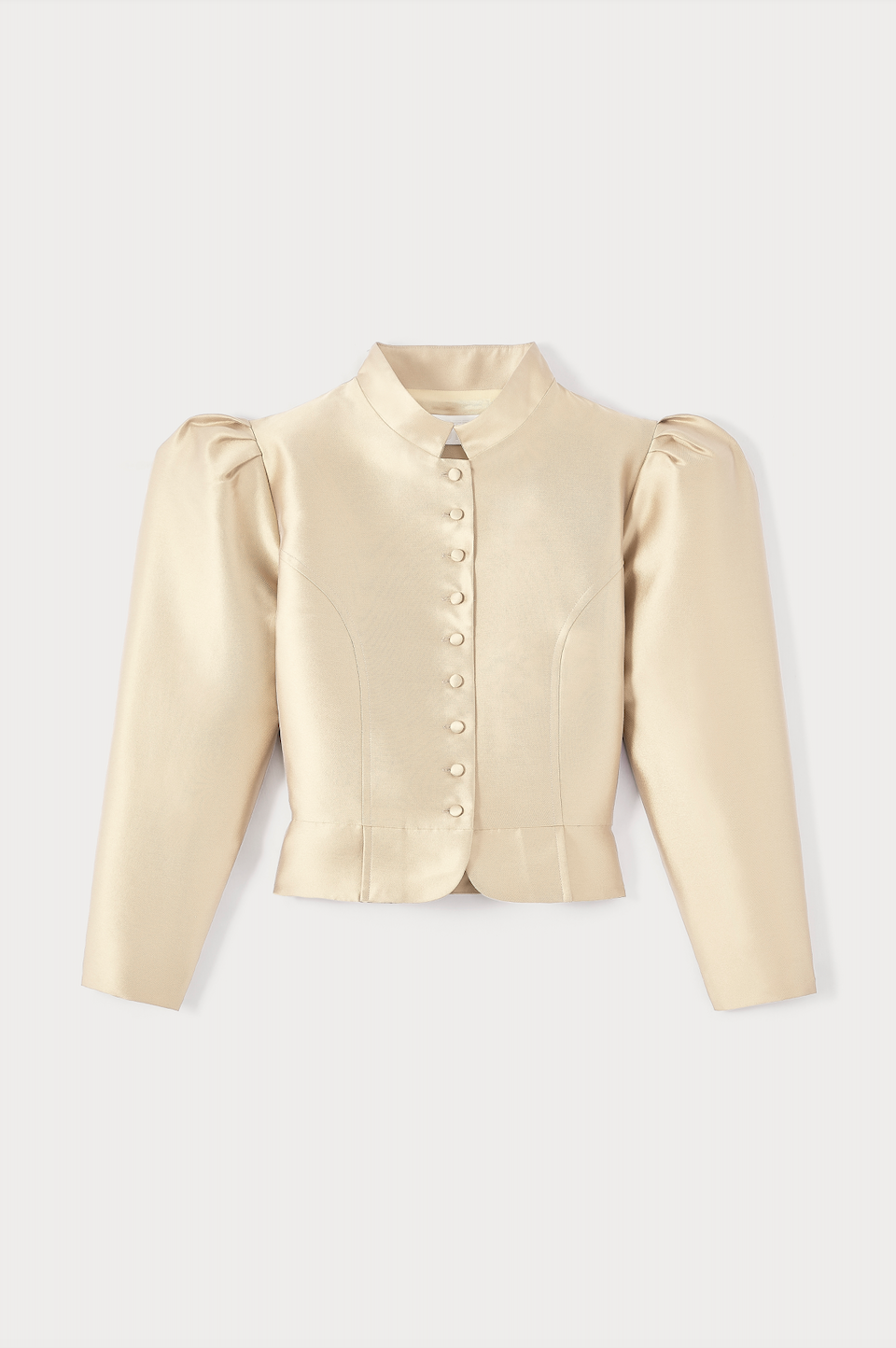 BEIGE Satin Puff Sleeve Jacket