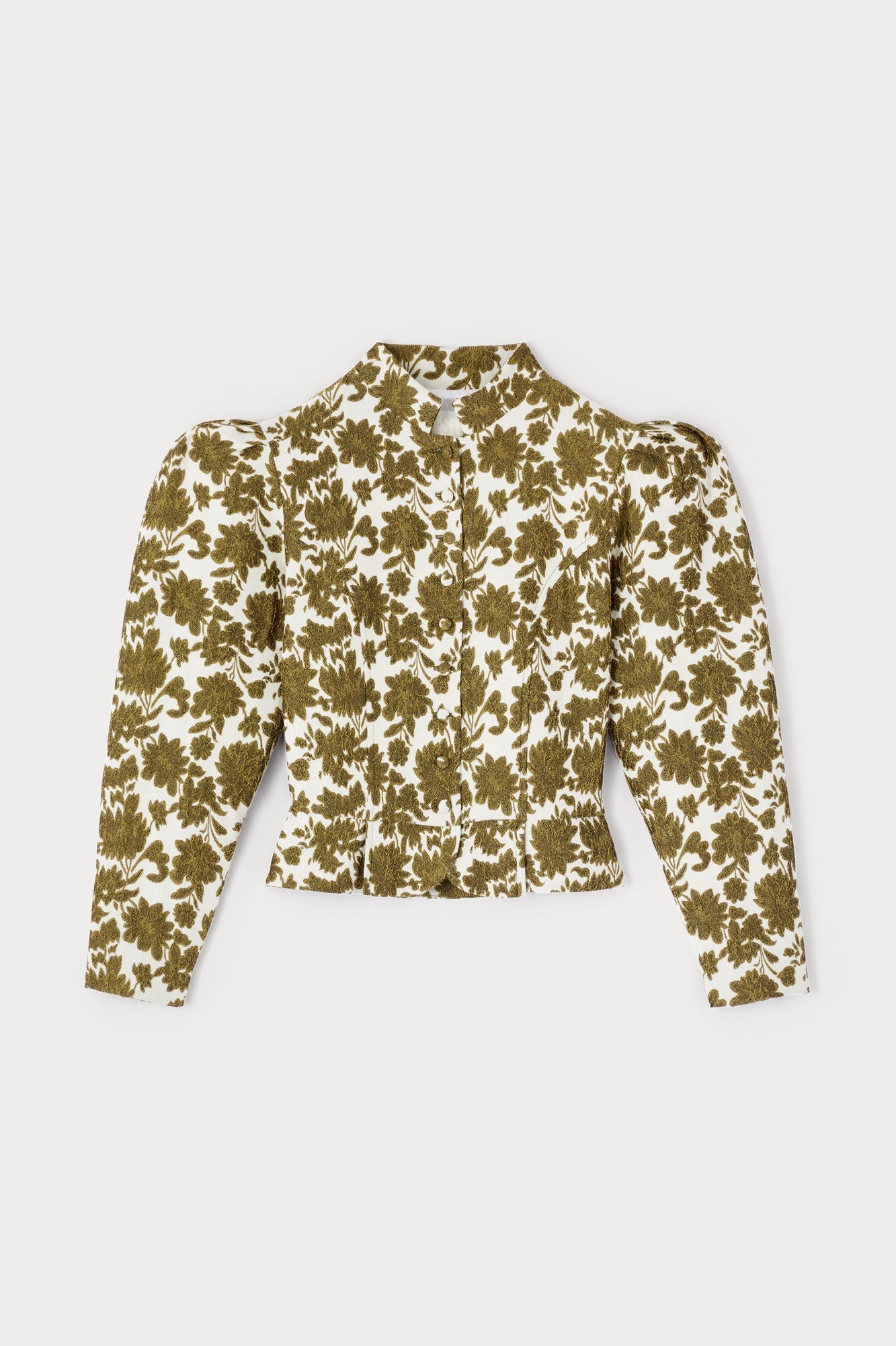 FLORAL ECRU & BRONZE Puff Sleeve Jacket