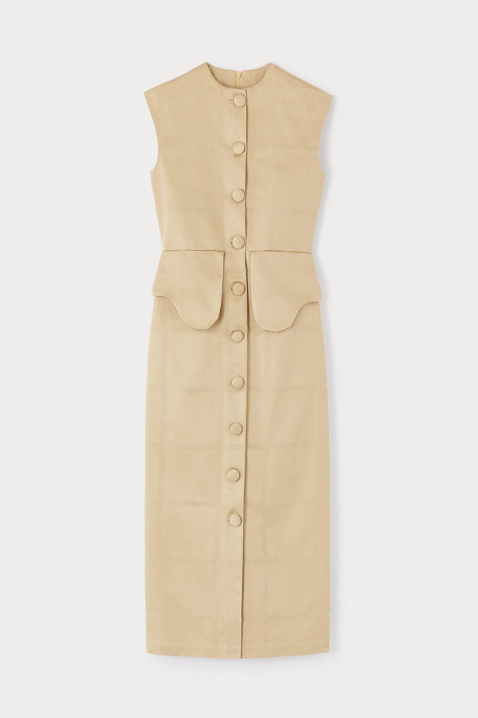 Orange Zara Linen Midi Dress CHECKO SAND Button-Front Midi Dress  Couper