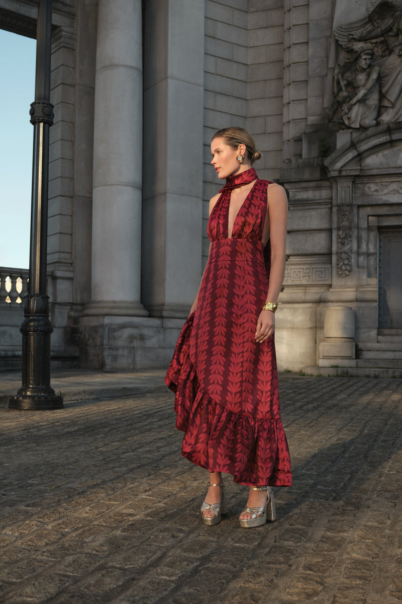 GWENDOLYN ASYMMETRICAL RUFFLE DRESS