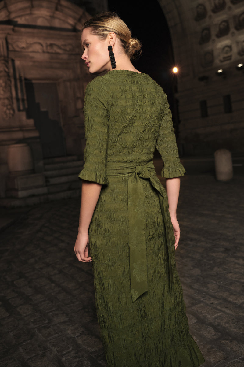 GRETTA RUCHED MIDI DRESS