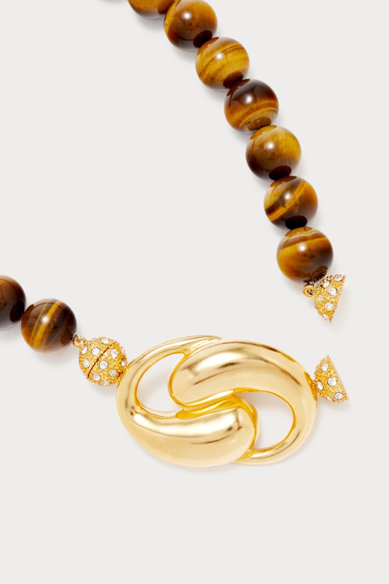 Tiger Eye Beaded Necklace With Gold-Plated Clasp