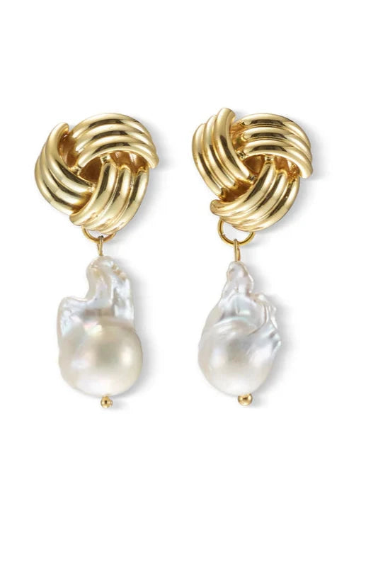 DREA KNOT FRESHWATER PEARL DROP EARRINGS