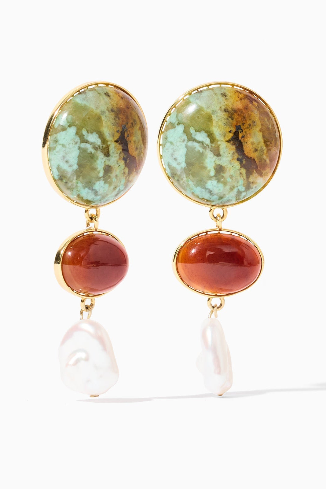 The Plus One Earrings: Turquoise and Carnelian