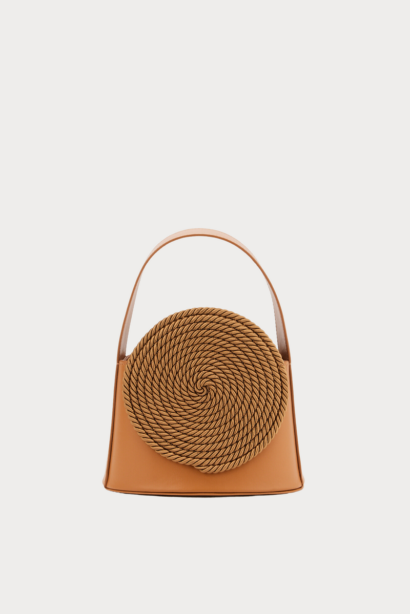 TOBACCO Leather Handle Bag With Passementerie Details