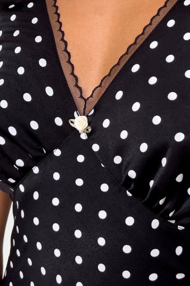 JULIETTE DRESS in Black Polka Dots