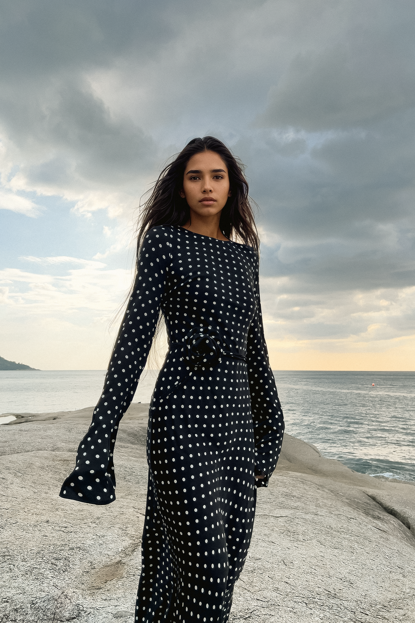 KYRA DRESS in Black Polka Dots