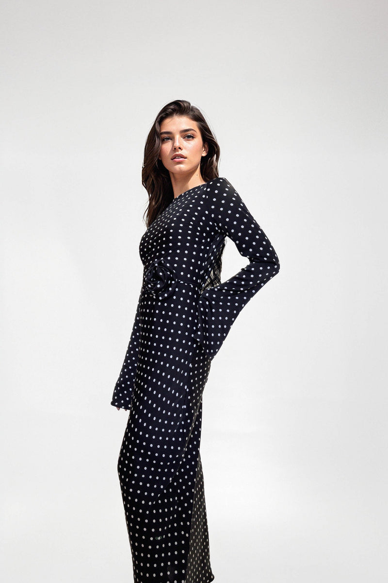 KYRA DRESS in Black Polka Dots