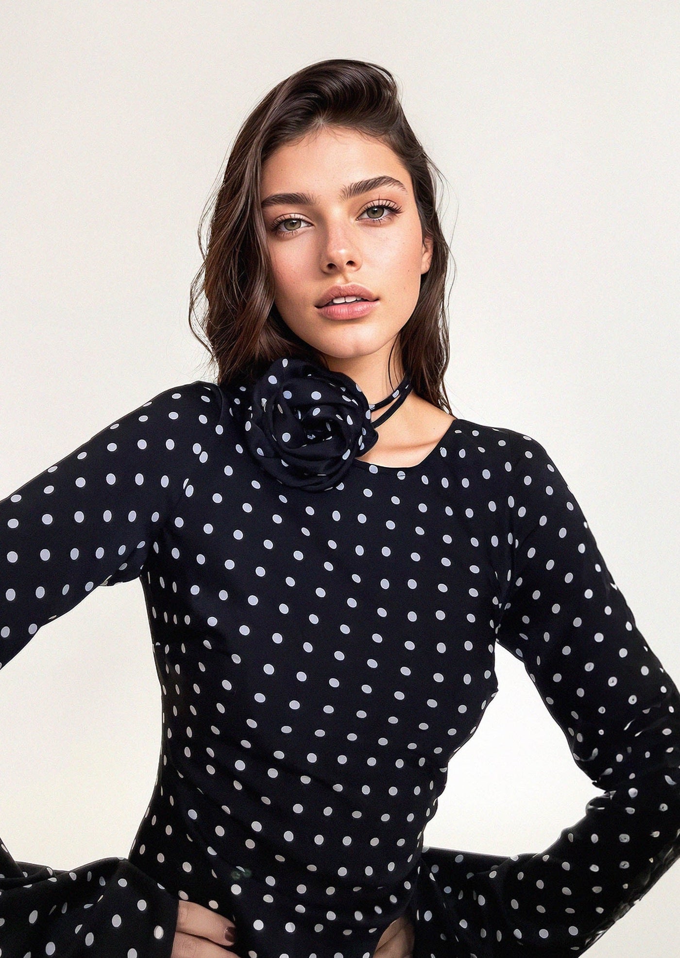 KYRA DRESS in Black Polka Dots