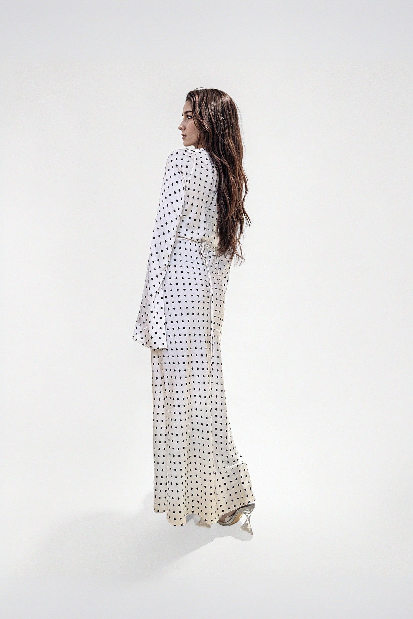 KYRA DRESS in White Polka Dots