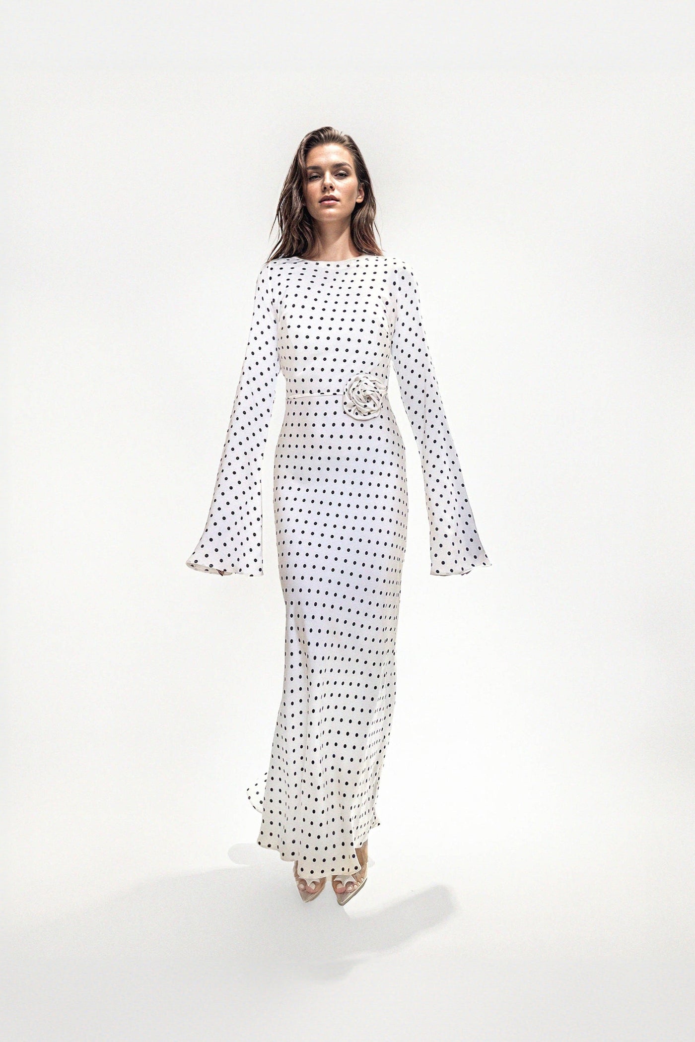 KYRA DRESS in White Polka Dots