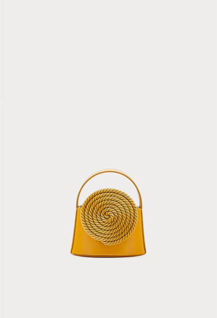 MUSTARD Mini Leather Handle Bag With Passementerie Details