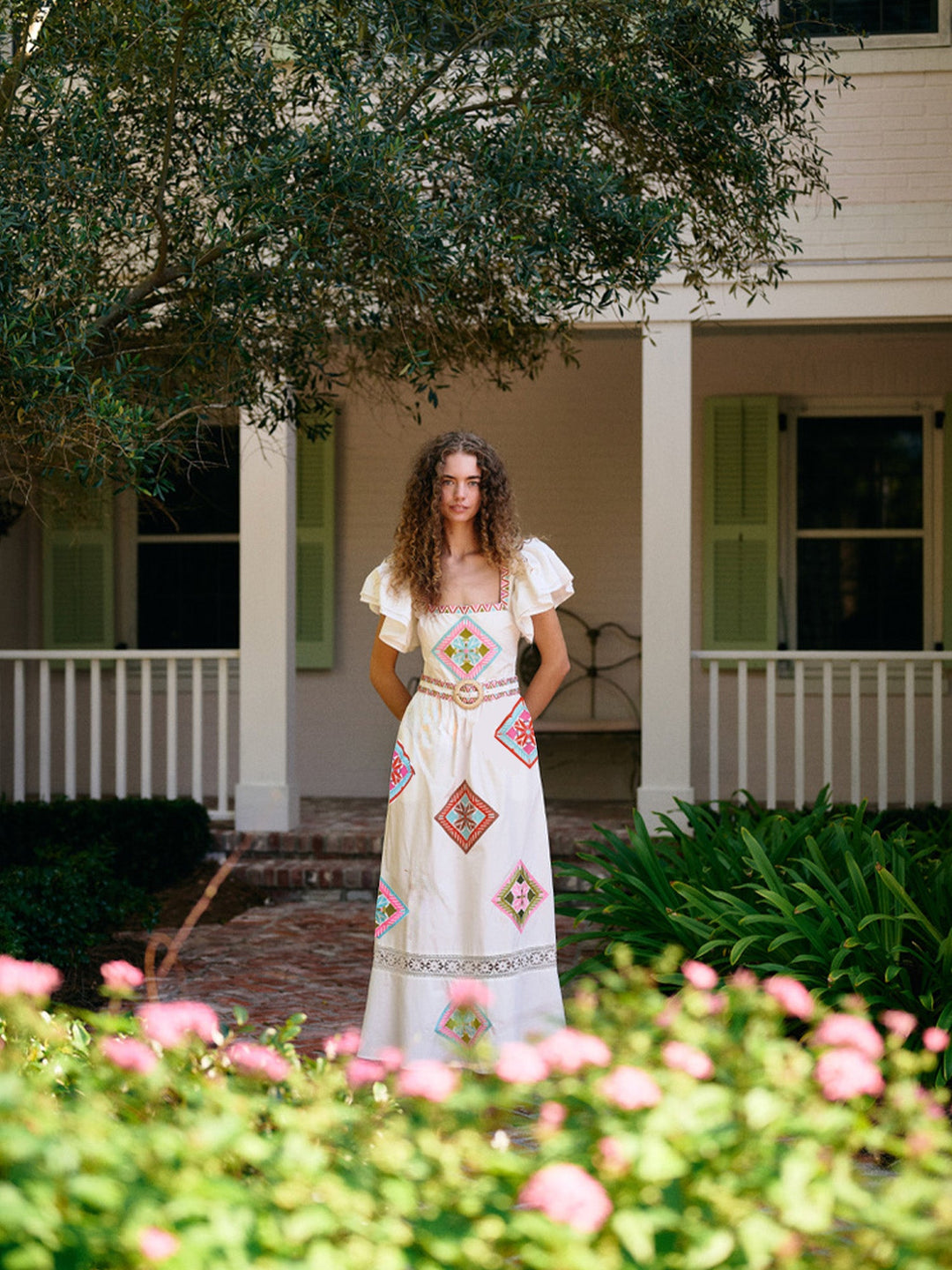 embroidered spring dress Women's Margaret Midi - Tile Embroidered Homsee Solid Wood Baby Stay cool and look spring22 Color:Bluejay
