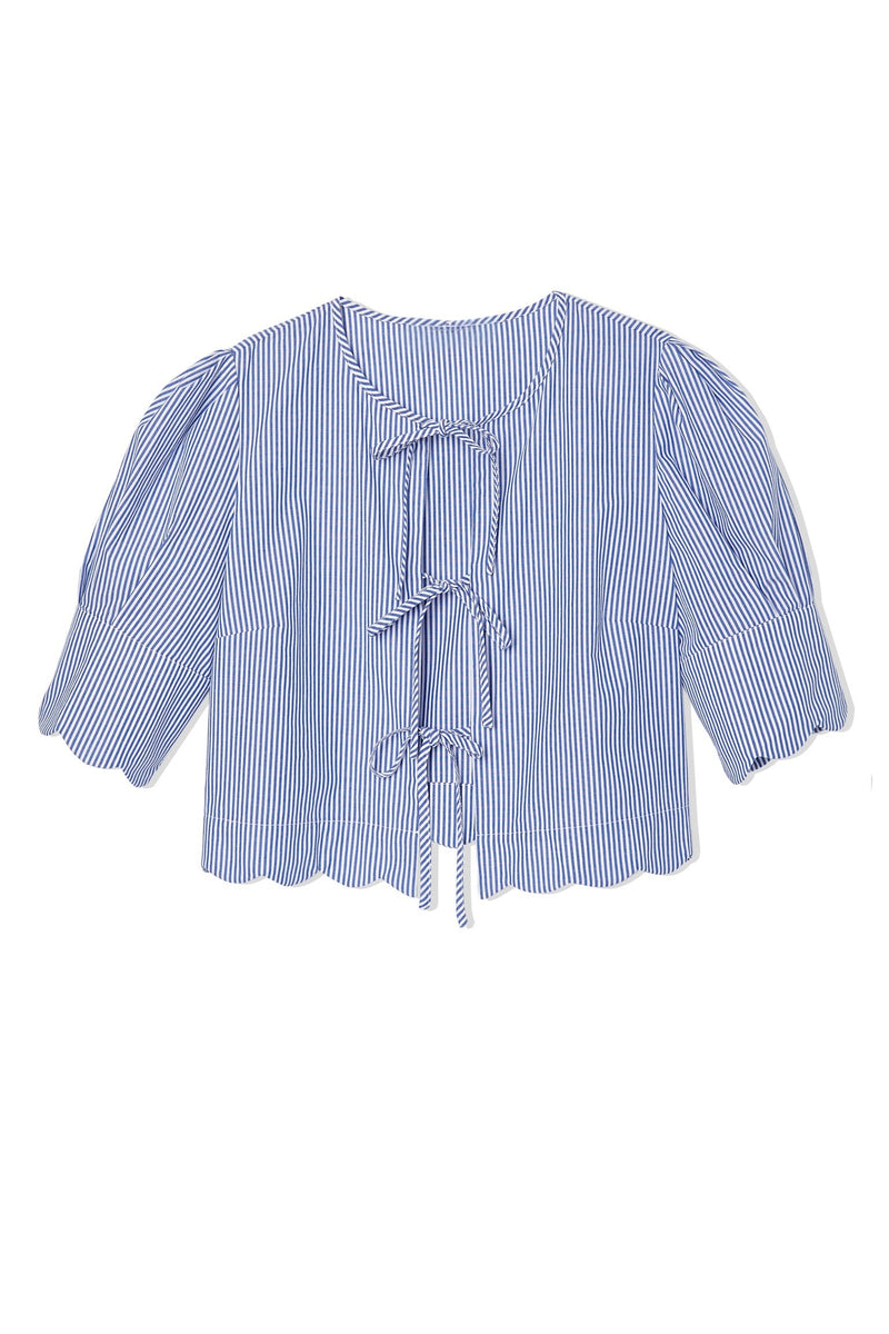 Scalloped Top Blue Stripe