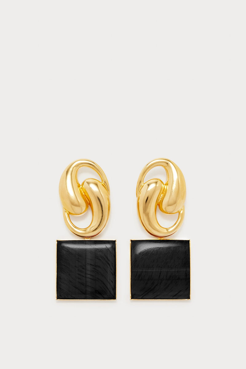 BLACK Knot Square Earrings