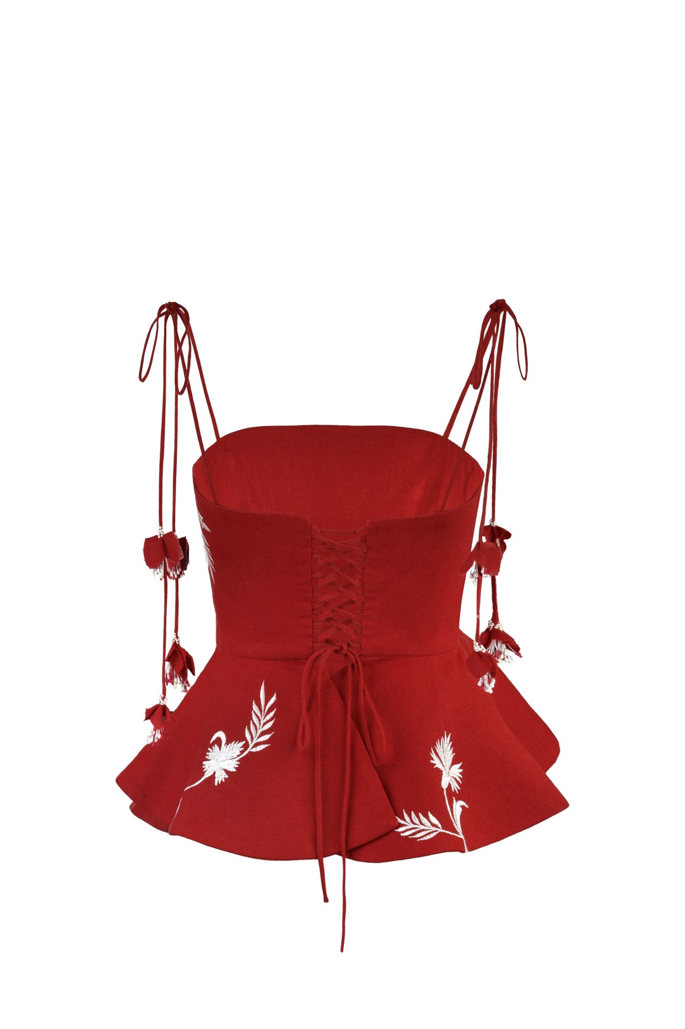 Lily Top - Deep Red & Ivory