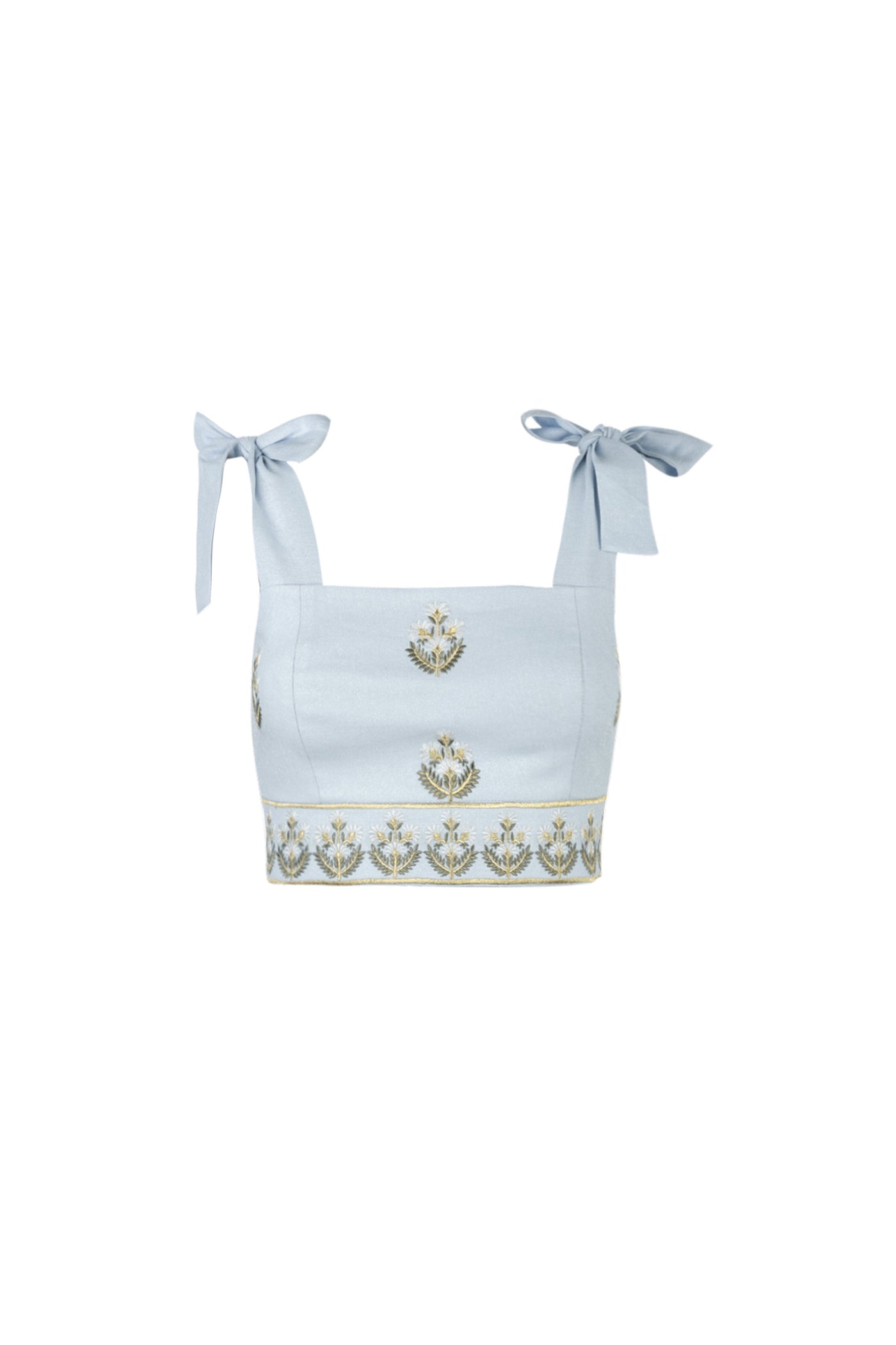 Begum Crop Top - Light Blue & White