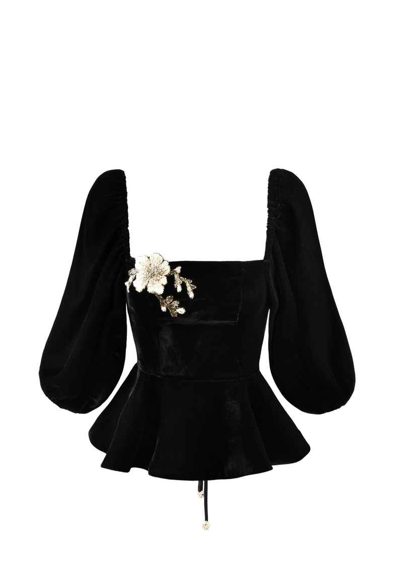 Celeste Peplum Top - Black