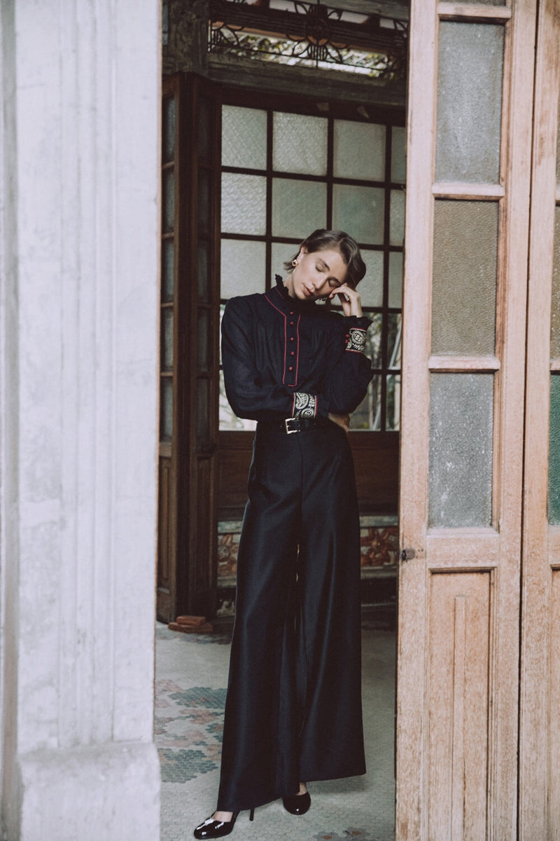 Raha Pants - Solid Silk Black