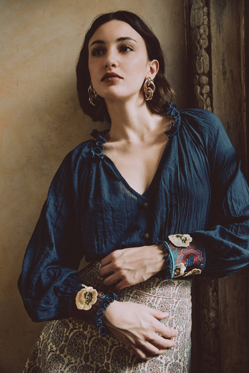 Pansy Blouse - Navy