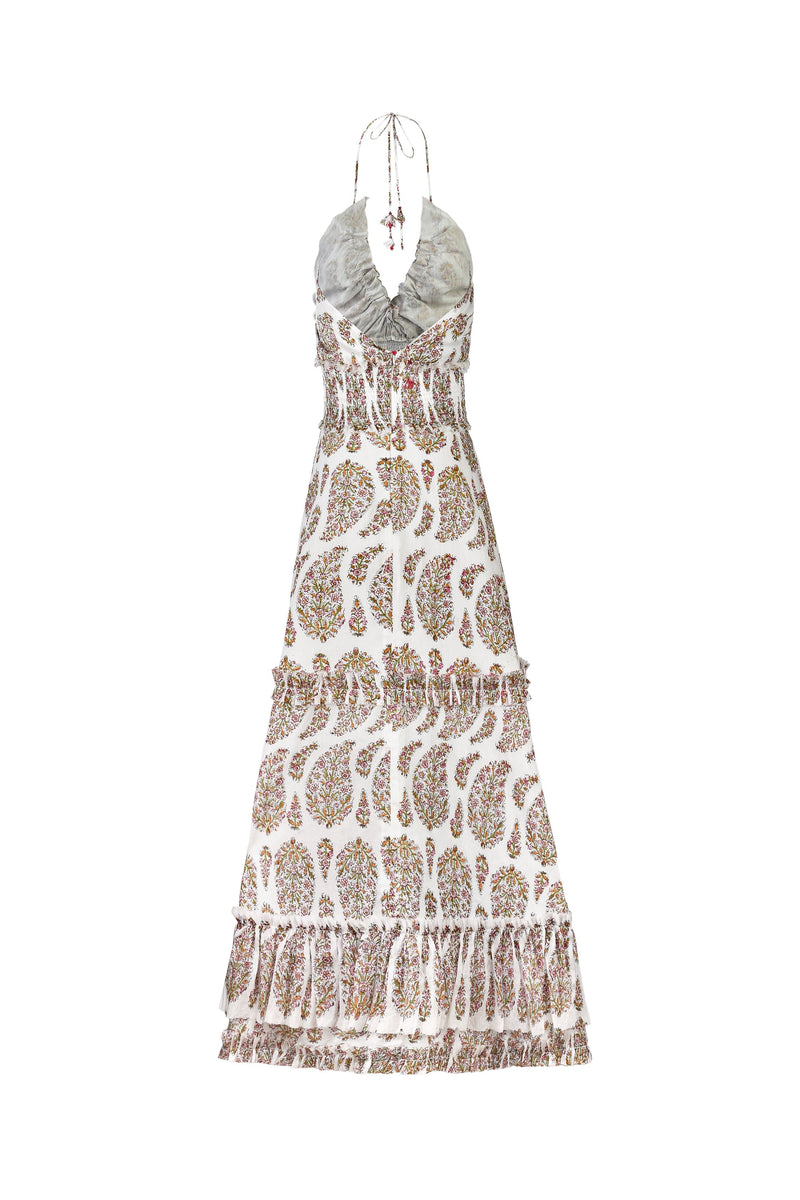 Bahar Ruffle Dress - Pink Paisley