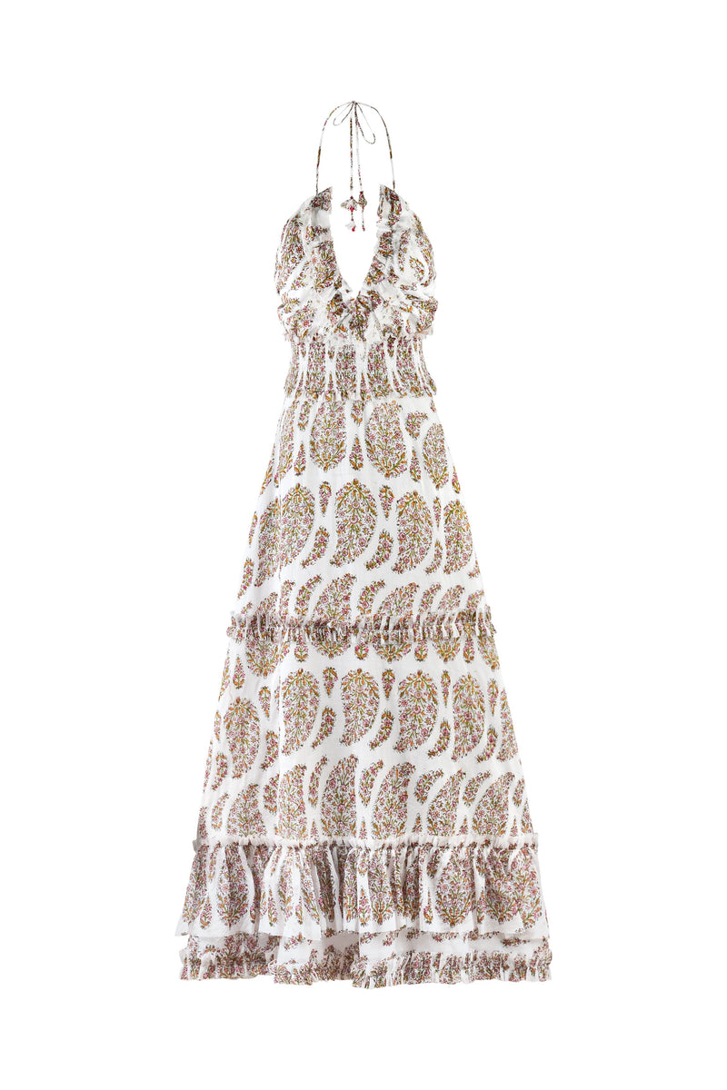 Bahar Ruffle Dress - Pink Paisley